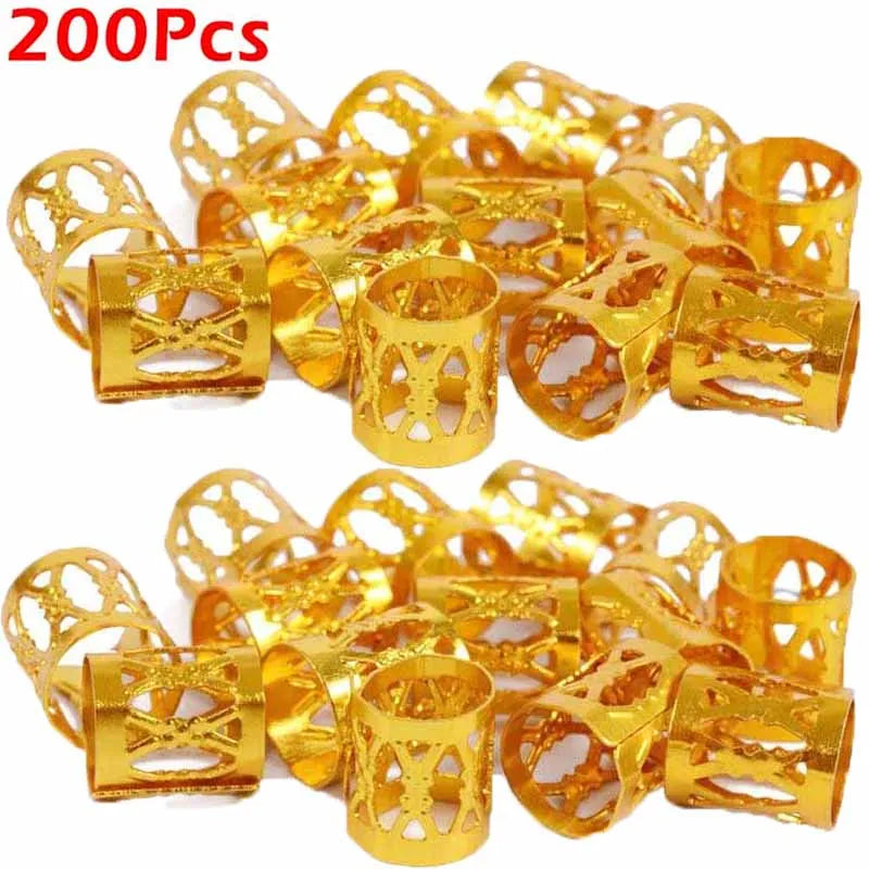 Anneaux Clips Dreadlocks Or Argent Multicolore - Perles Tresses Ajustables Bijoux Cheveux Ornements Accessoires Coiffure