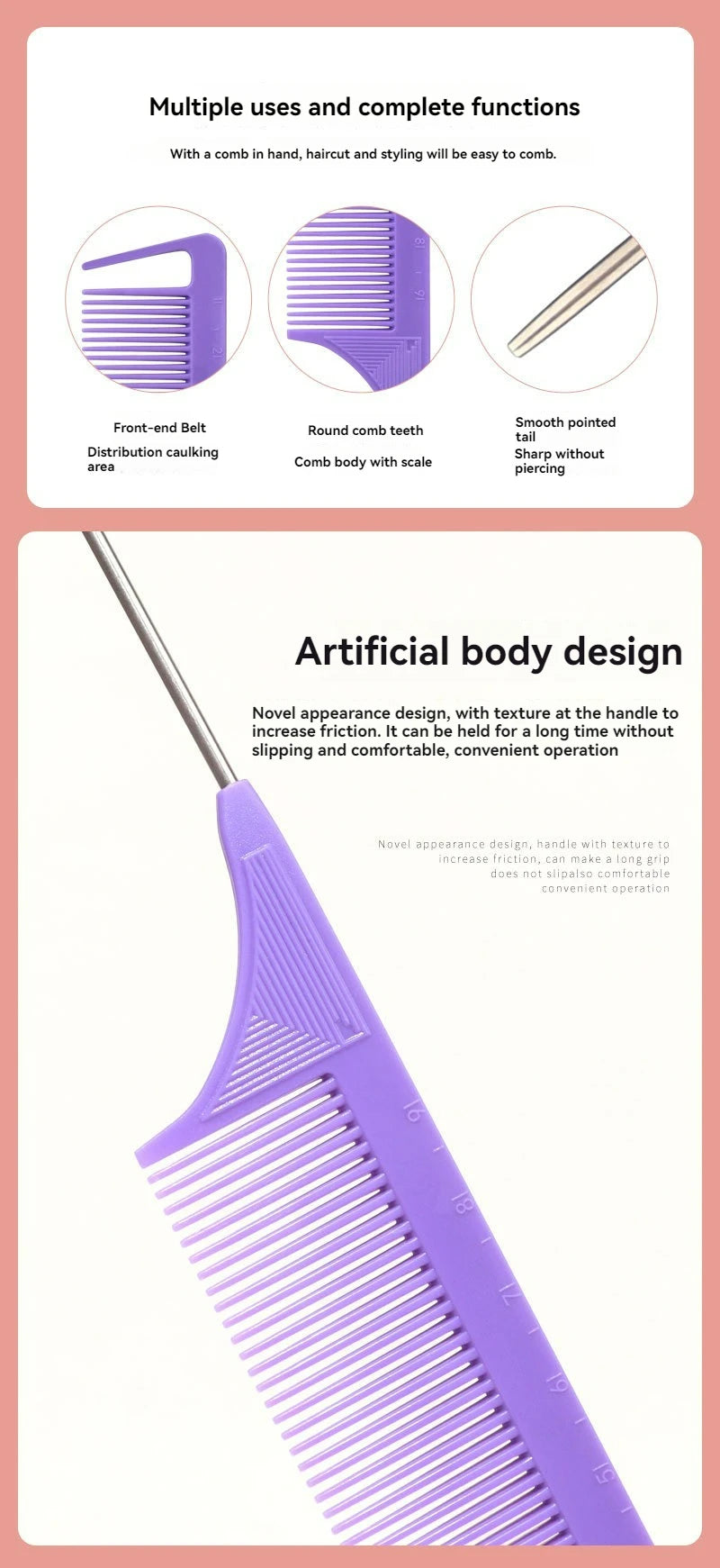 Set de 3 Brosses à Cheveux Professionnel - Peigne Queue Pointue et Brosse à Sourcils