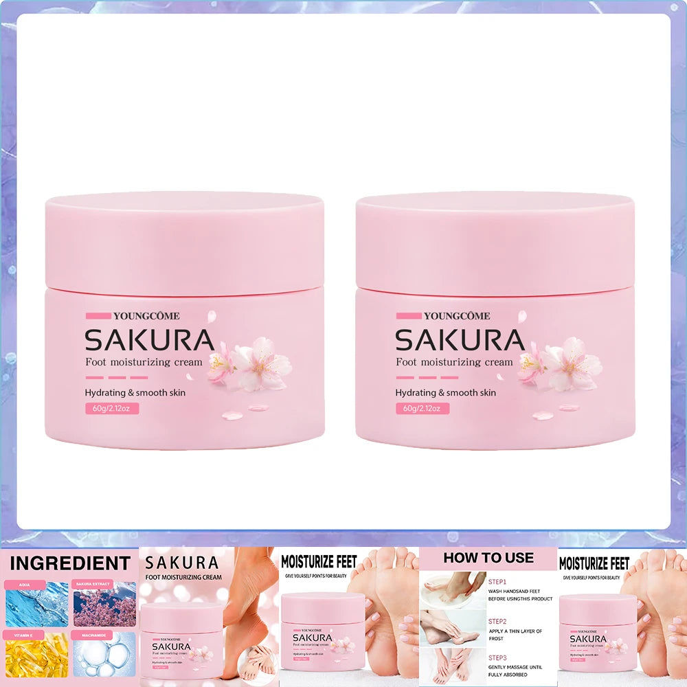 Crème Pieds Sakura Urée 40% - Réparation Talons Fendillés, Beurre Karité, Soin Nuit Intensif