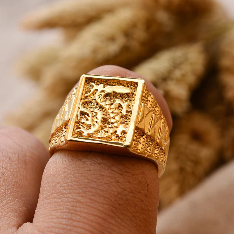 Bague Homme Couleur Or - Style Dubai Moyen-Orient