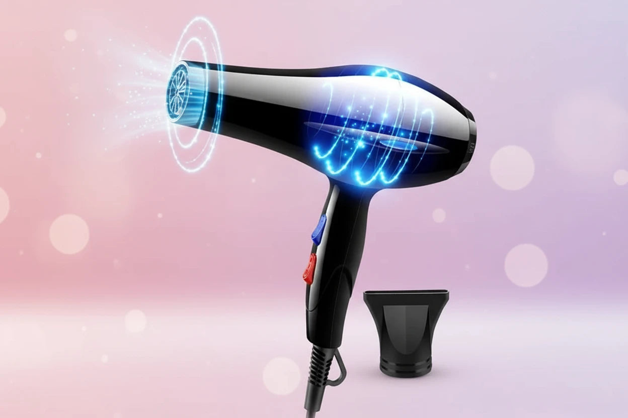 Sèche-Cheveux Professionnel 2200W Puissant - Chauffage Rapide Chaud/Froid Ionique Concentrateur Air Coiffage