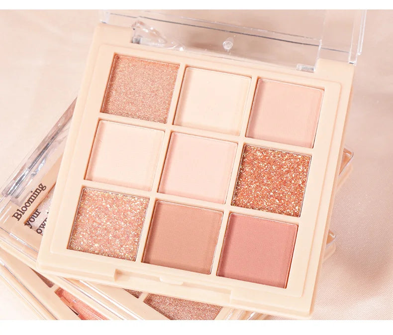 Palette Fard à Paupières 9 Couleurs Paillettes Nacré Débutant Maquillage Yeux Palette Cosmétique Make Up