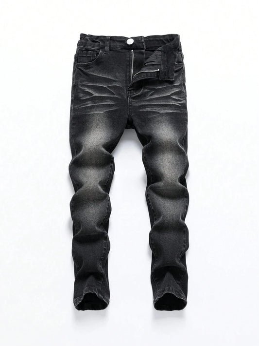 Jean Homme Snowflake Washed Slim Fit - Stretch Gris Noir Casual Normcore