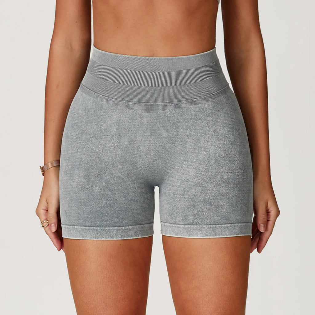 Short de Yoga Taille Haute Femme – Nylon Elasthanne, Sans Coutures, Gainant