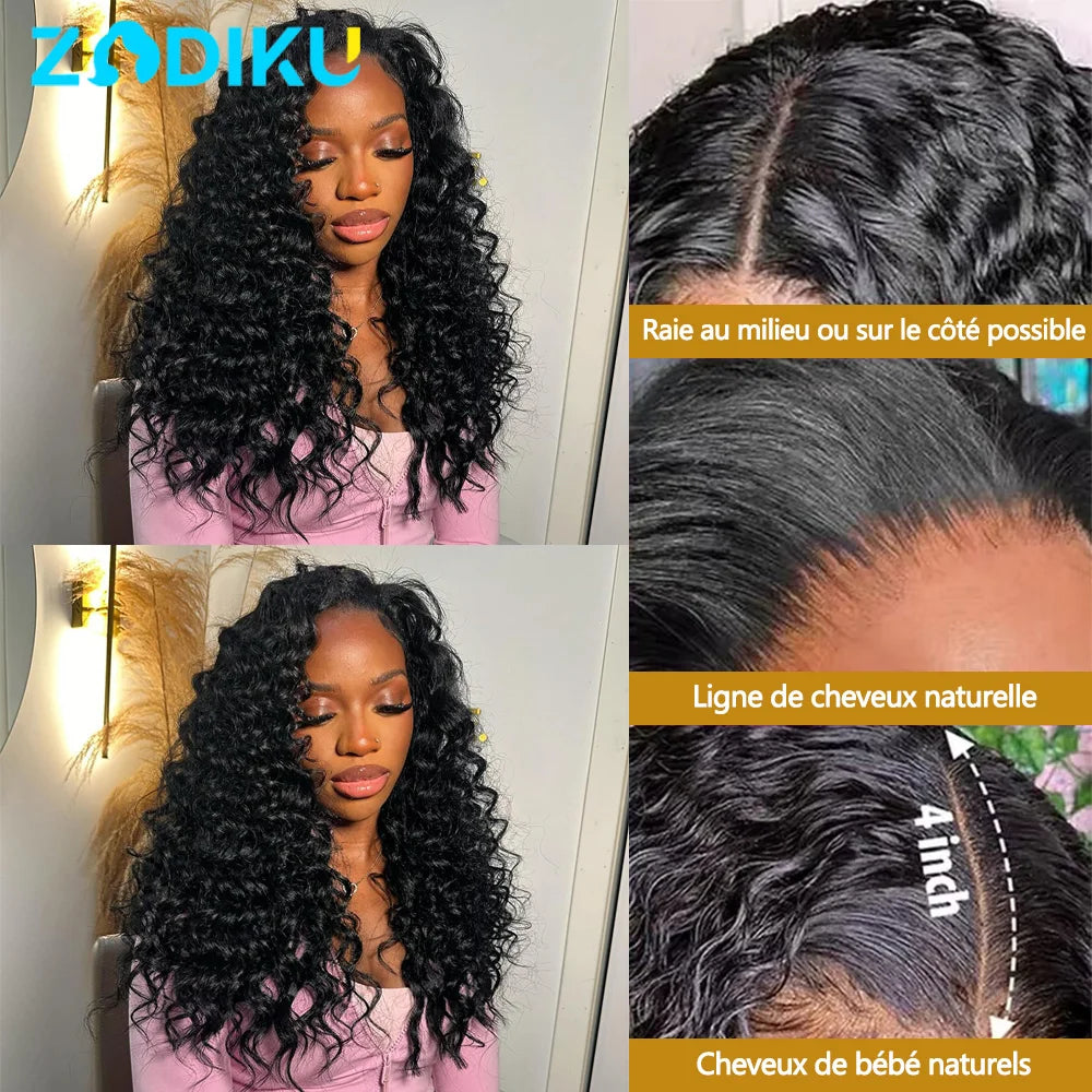 Closure Lace 4x4 Transparent HD Deep Wave - Cheveux Naturels 100% Humains Pré-Plumé
