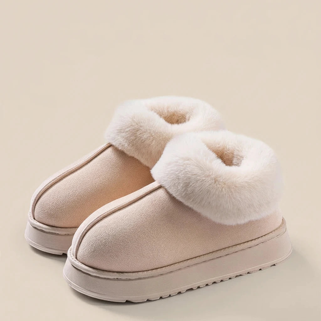Chaussons Bottes Neige Femme Homme - Pantoufles Peluche Fourrure Chaudes Hiver Intérieur Confort