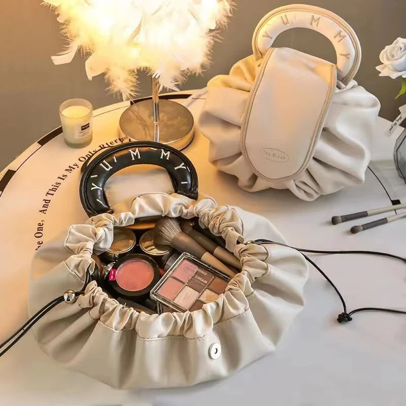 Sac de Maquillage Portable Usage Quotidien Grande Capacité Trousse de Toilette Voyage Femme Pochette Cosmétique à Cordon