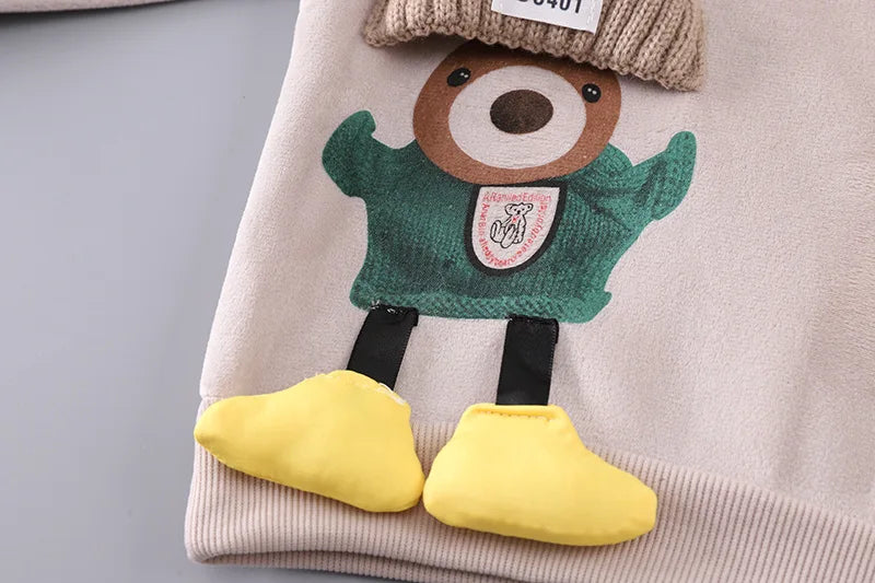 Ensemble 3 Pièces Bébé Hiver - Sweat + Pantalon + Gilet à Capuche - Vêtements Chauds Automne