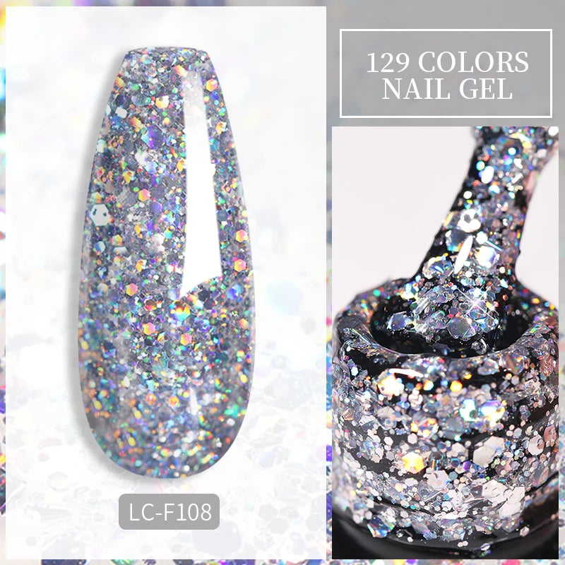 Vernis Gel LILYCUTE Paillettes Sequins Brillant - Couleurs Printemps Été Semi-Permanent UV Soak Off Manucure Nail Art