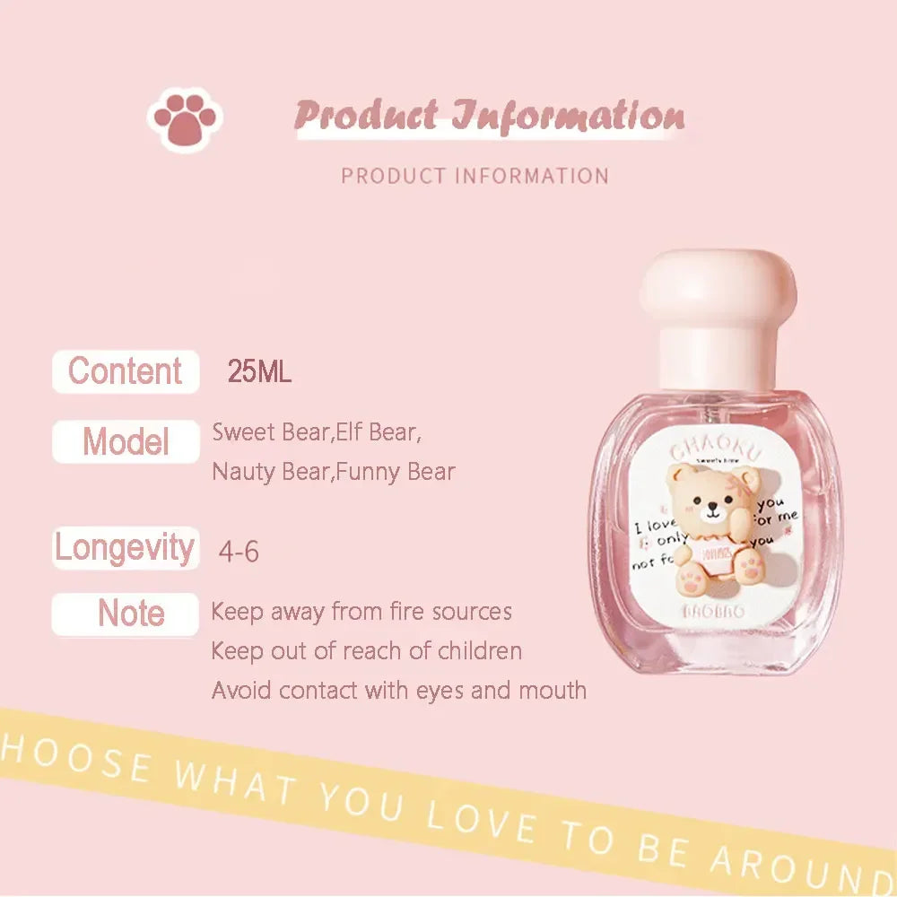 25ml Bear Perfume Women Girls Fruity Floral - Sweet Long-Lasting Eau de Parfum Daily Gift