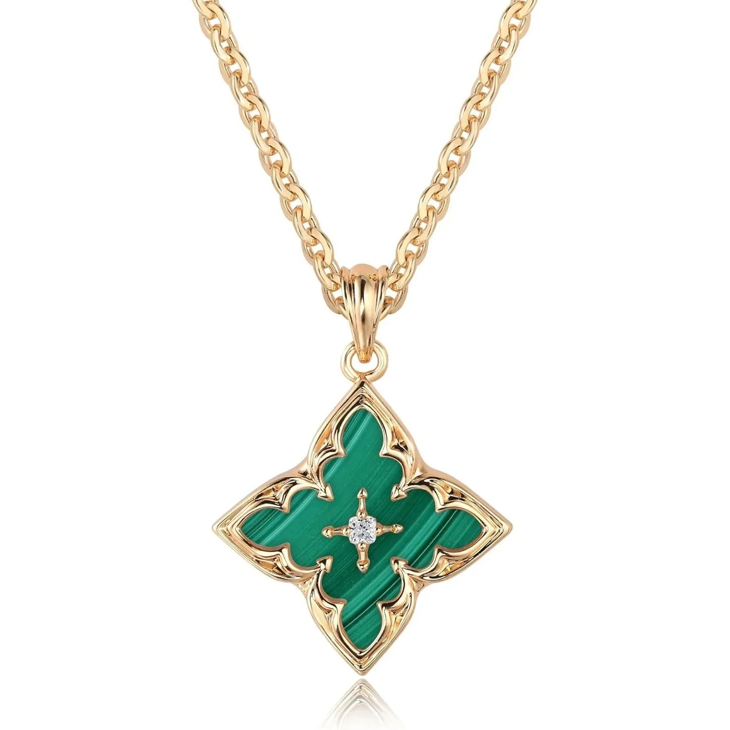 Collier Femme Trèfle Or Plaqué CZ - Pendentif Délicat Chaîne Ajustable