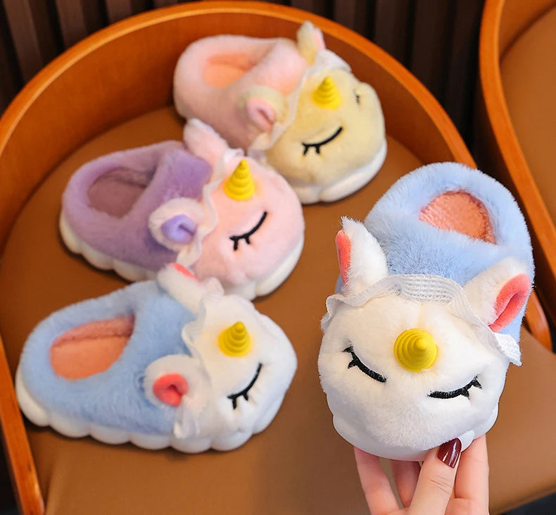 Chaussons Coton Enfants 2024 Automne Hiver - Pantoufles Chaudes Antidérapantes Garçons Filles