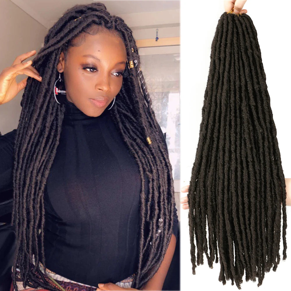 Extensions Crochet Braids Faux Locs Lisses - Dreadlocks Synthétiques Ombré Marron