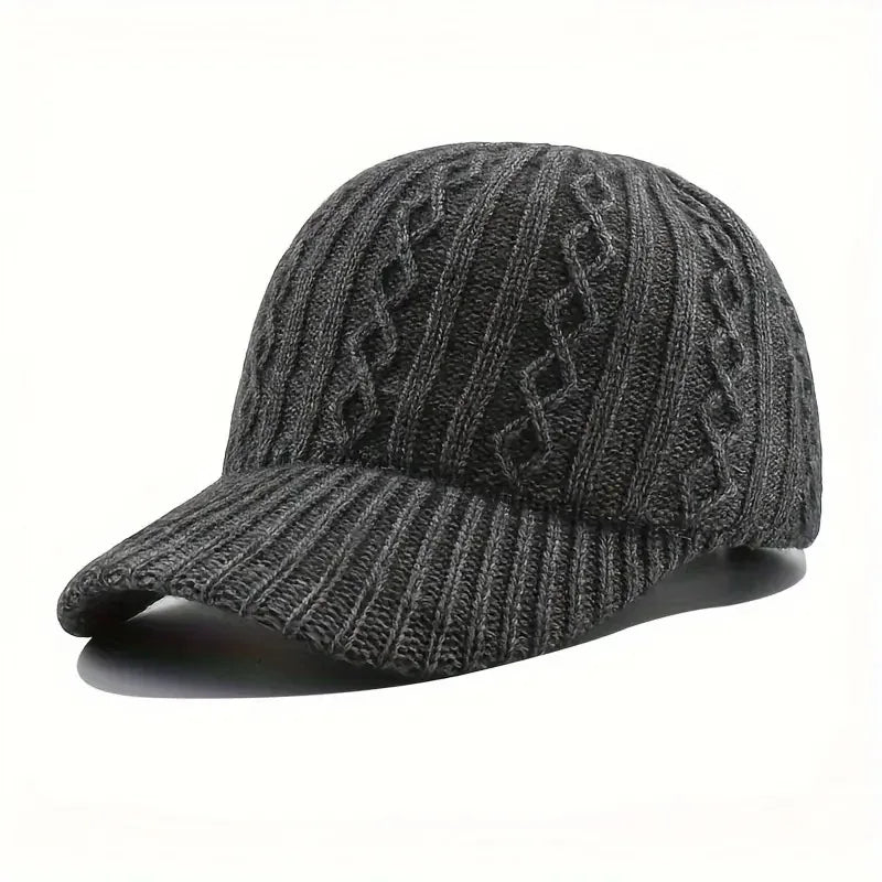 Casquette Baseball Tricotée Tendance Homme Femme - Chapeau Peaked Automne/Hiver Chaud Polyvalent