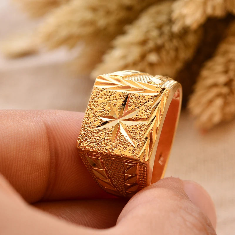 Bague Homme Couleur Or - Style Dubai Moyen-Orient