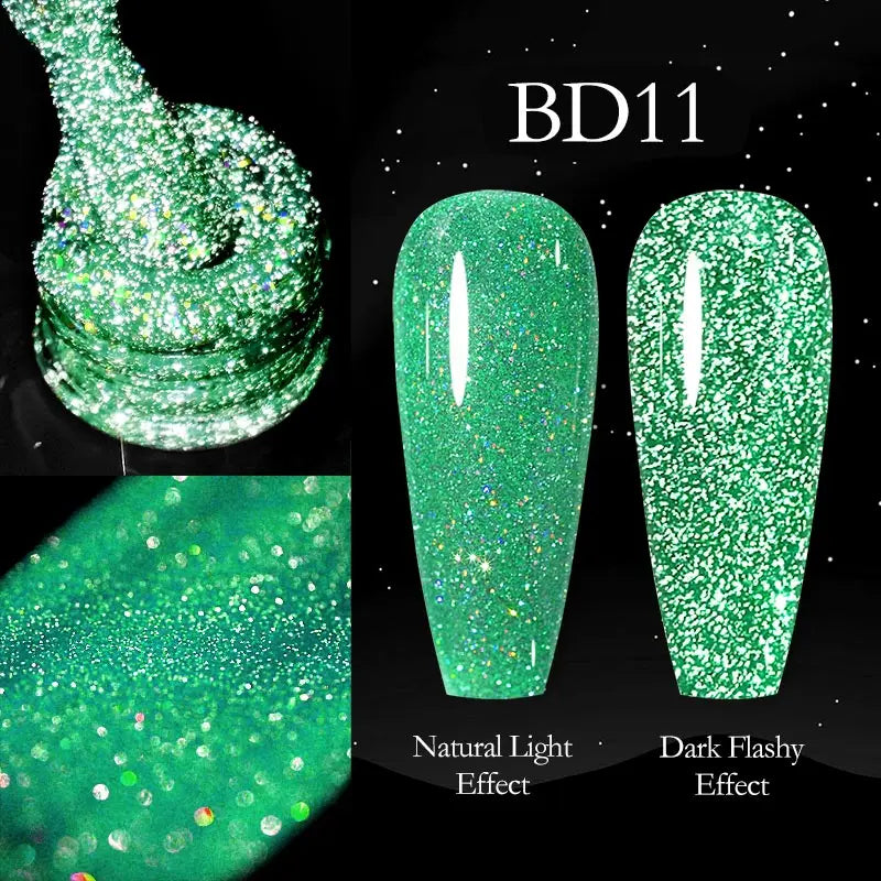 Vernis Gel Ongles Paillettes Réfléchissantes VENALISA - Néon Couverture Complète UV Manucure Nail Art