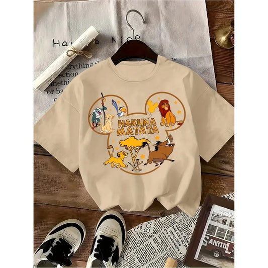 T-Shirt Femme Disney Le Roi Lion Hakuna Matata - Coton Col Rond Manches Courtes Été