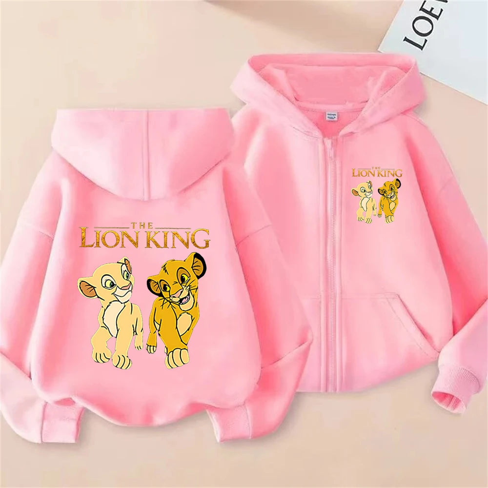 Sweat à Capuche Le Roi Lion Simba Fille - Rose Manches Longues 3-12 Ans