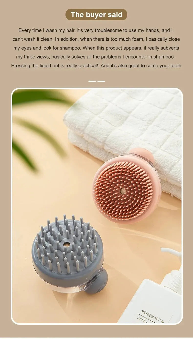 Brosse Shampoing Massage Cuir Chevelu - Distributeur Liquide Multifonction Bain Animaux Corps