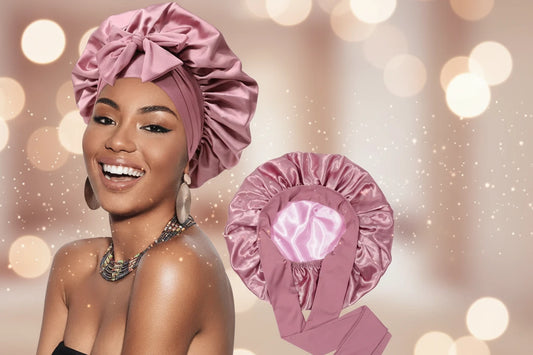 Bonnet Satin Double Couche Femme - Bandeau Large Élastique Soyeux Nuit Protection Cheveux Douche Wrap Bordures