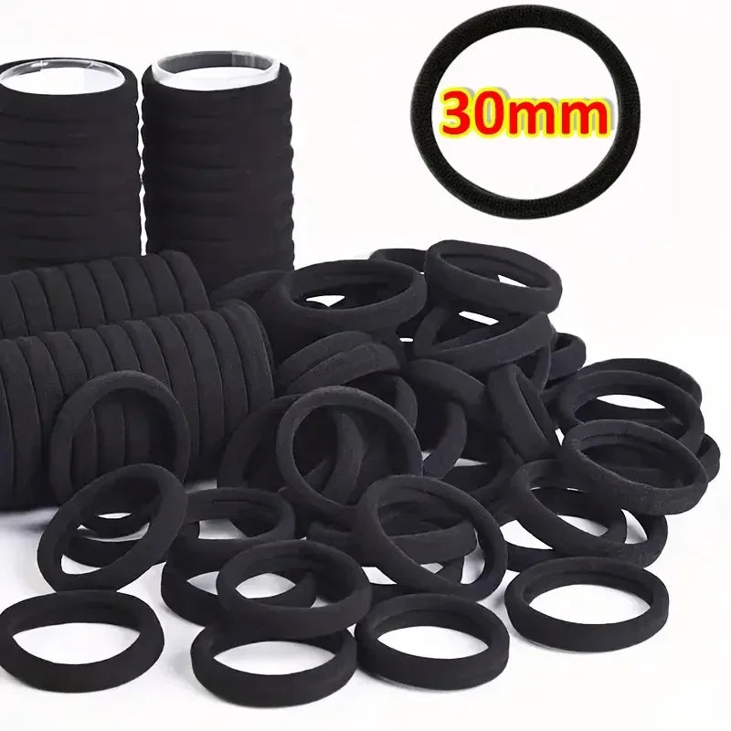 Élastiques Cheveux Haute Élasticité Femme Fille - Chouchous Noirs Basiques Attache Queue de Cheval Bandeau Accessoires Cheveux