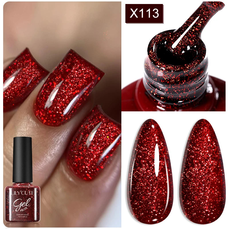 Vernis Gel LILYCUTE Ancora Red Automne Hiver - Semi-Permanent Soak Off UV LED Manucure Nail Art