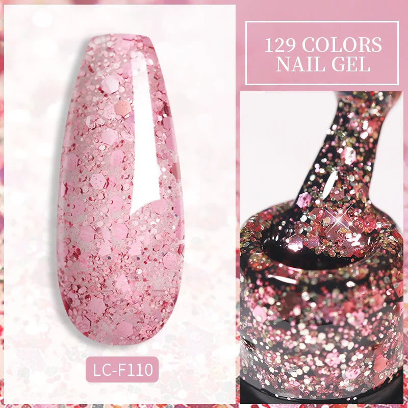 Vernis Gel LILYCUTE Paillettes Sequins Brillant - Couleurs Printemps Été Semi-Permanent UV Soak Off Manucure Nail Art