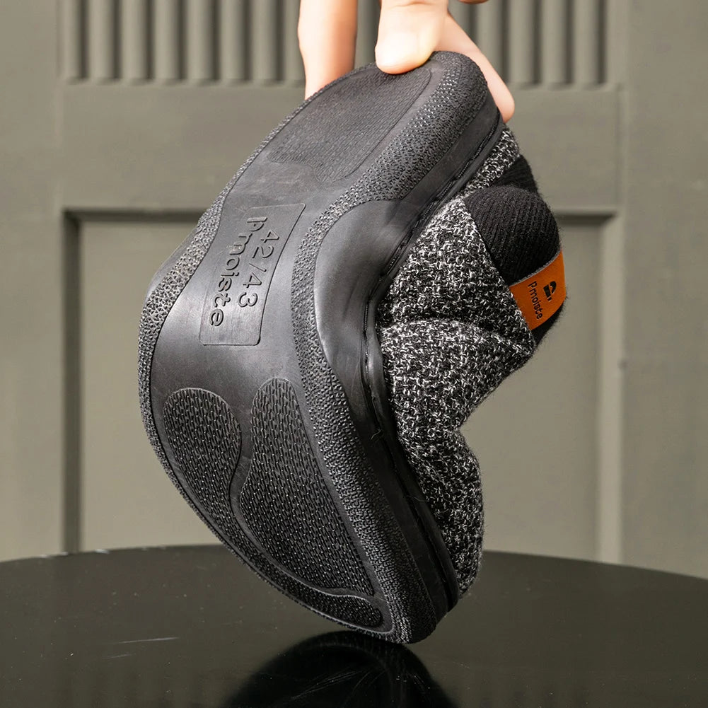 Chaussons Homme Mémoire de Forme - Semelle TPR Antidérapante, Doublure Peluche Chaud Confort