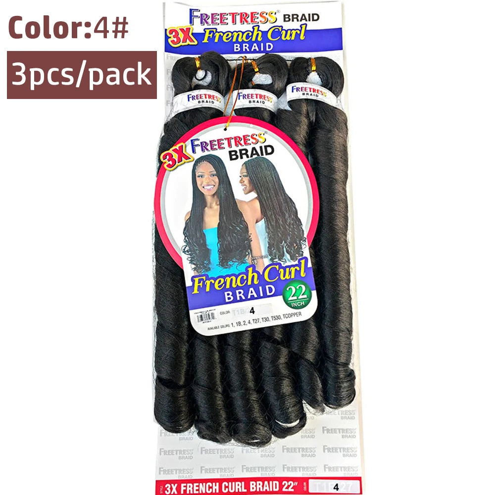 Extension Tresses French Curly 22 Pouces - Mèches Synthétiques Ondulées Loose Weave 3 Paquets