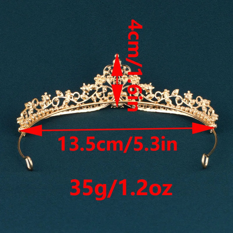 Couronne Tiara Princesse Fille Cristal Or - Accessoire Cheveux Danse Anniversaire