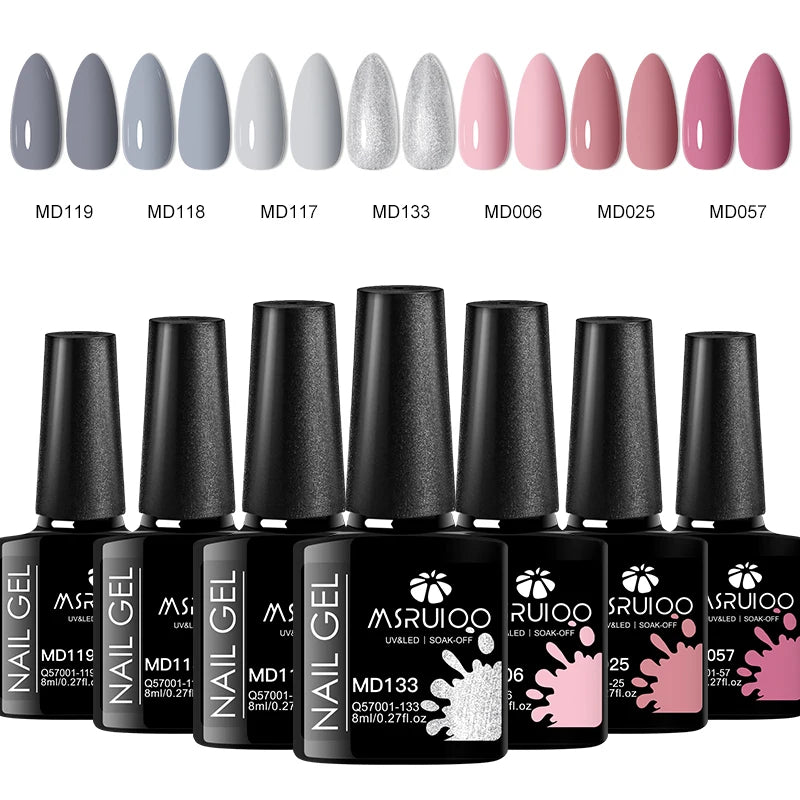 Kit 7 Vernis Gel Nail Art DIY - Set Décoration Manucure Soak Off UV Longue Tenue Peinture Gel