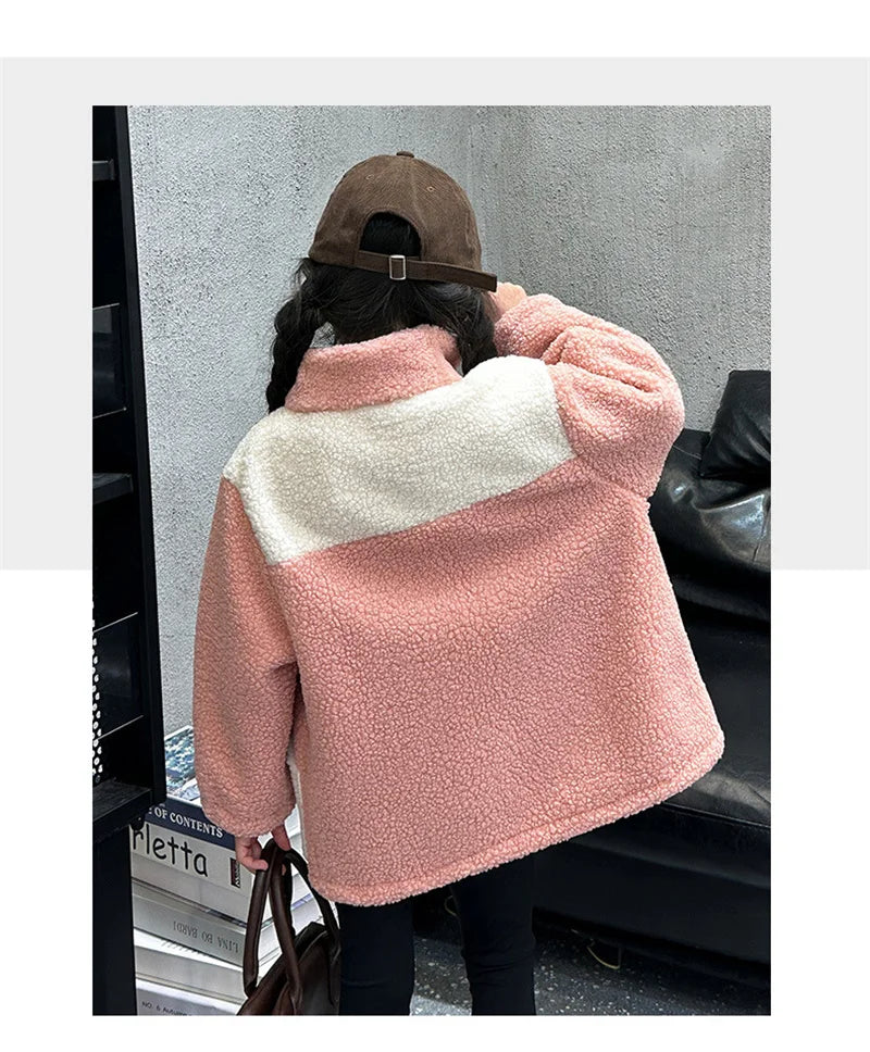 Veste Laine d'Agneau Enfant - Manteau Chaud Velours Automne Hiver - Outdoor Fashion