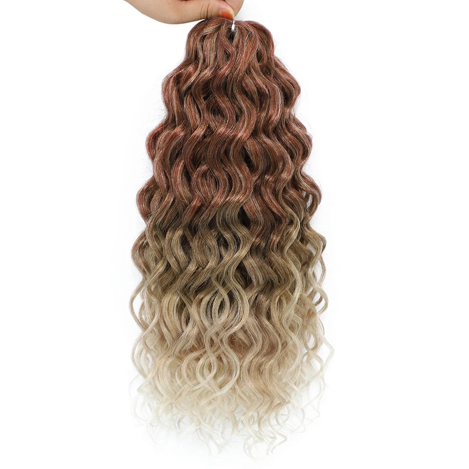 Extension Tresses Hawaii Curly Ocean Wave - Mèches Crochet Synthétiques Afro Bouclées Ombré Rose Water Wave