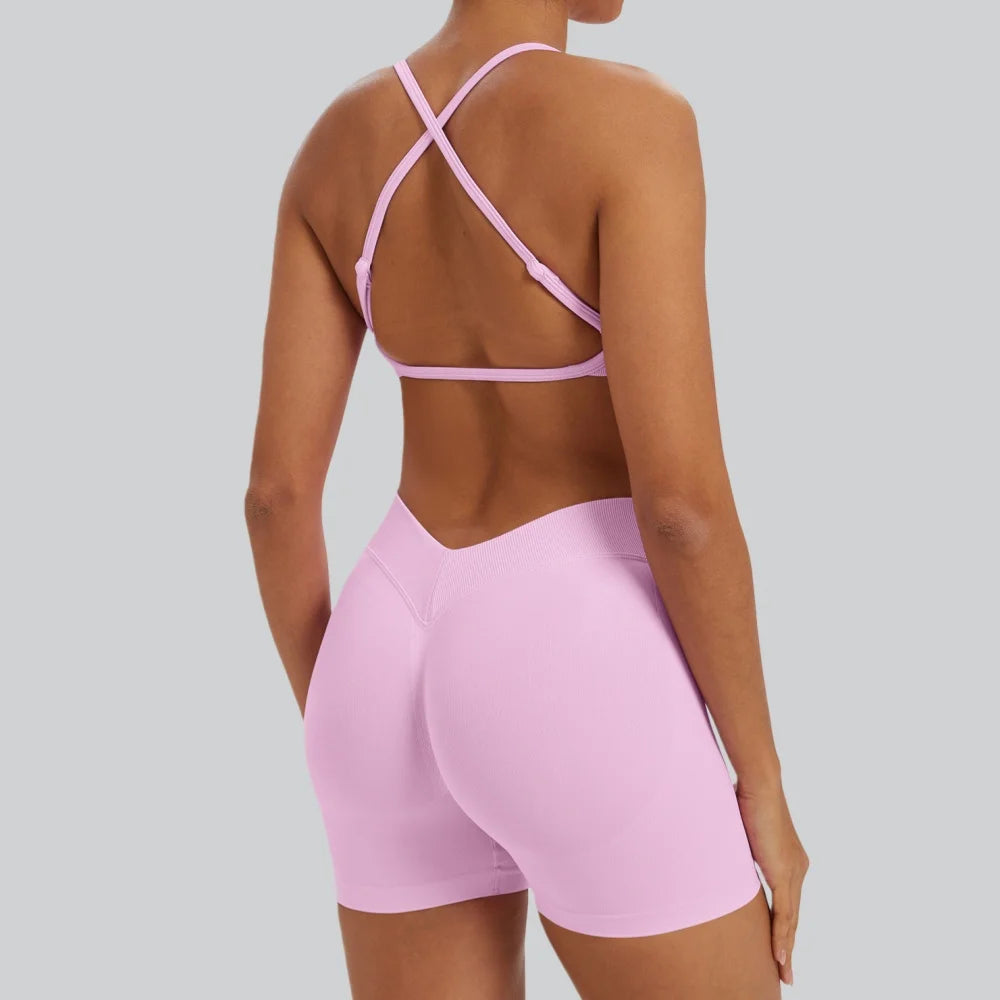 Ensemble Sport Femme 2 Pièces Sans Coutures – Top & Legging Yoga