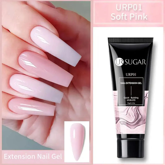 Gel Extension Ongles UR SUGAR 15ml - Soak Off UV LED Acrylique Cristal Blanc Transparent Nude Vernis Gel UV Construction
