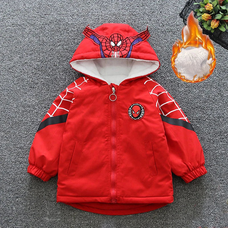 Parka Spiderman Garçon Ado - Manteau Hiver Réversible Chaud Long