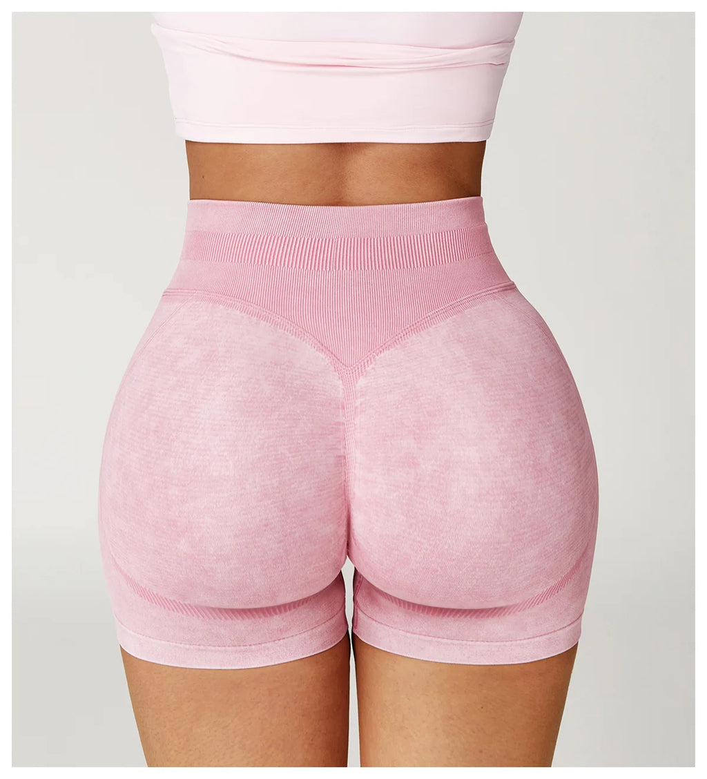 Short de Yoga Taille Haute Femme – Nylon Elasthanne, Sans Coutures, Gainant