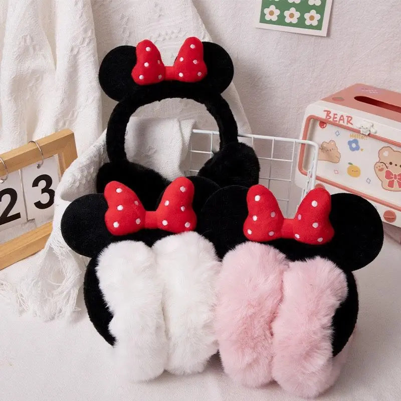 Cache-Oreilles Enfant Hiver Mickey Minnie Kawaii - Peluche Doux Nœud Chaud Coupe-Vent Cartoon Fashion Cadeau
