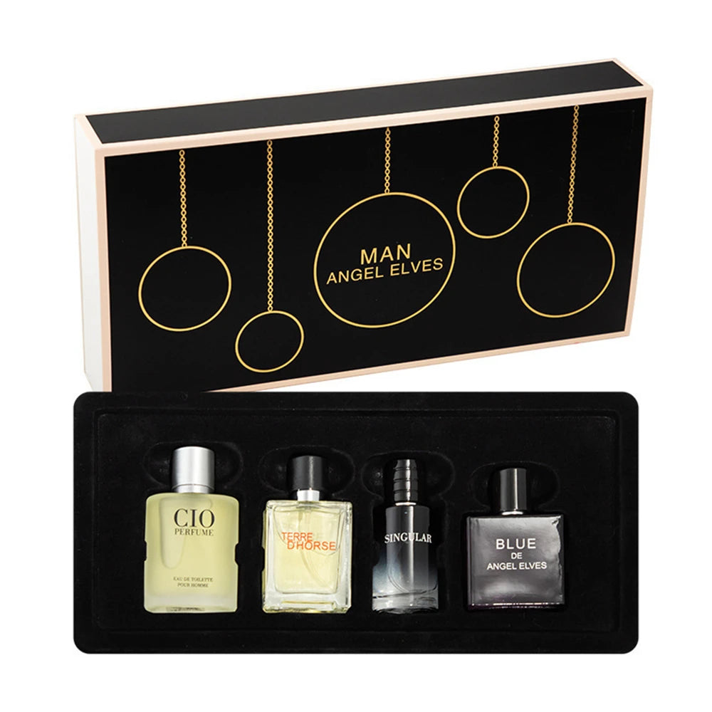Coffret Parfum Homme Luxe 4x120ml - Eau de Cologne Florale Végétale Masculin Cadeau Élégant