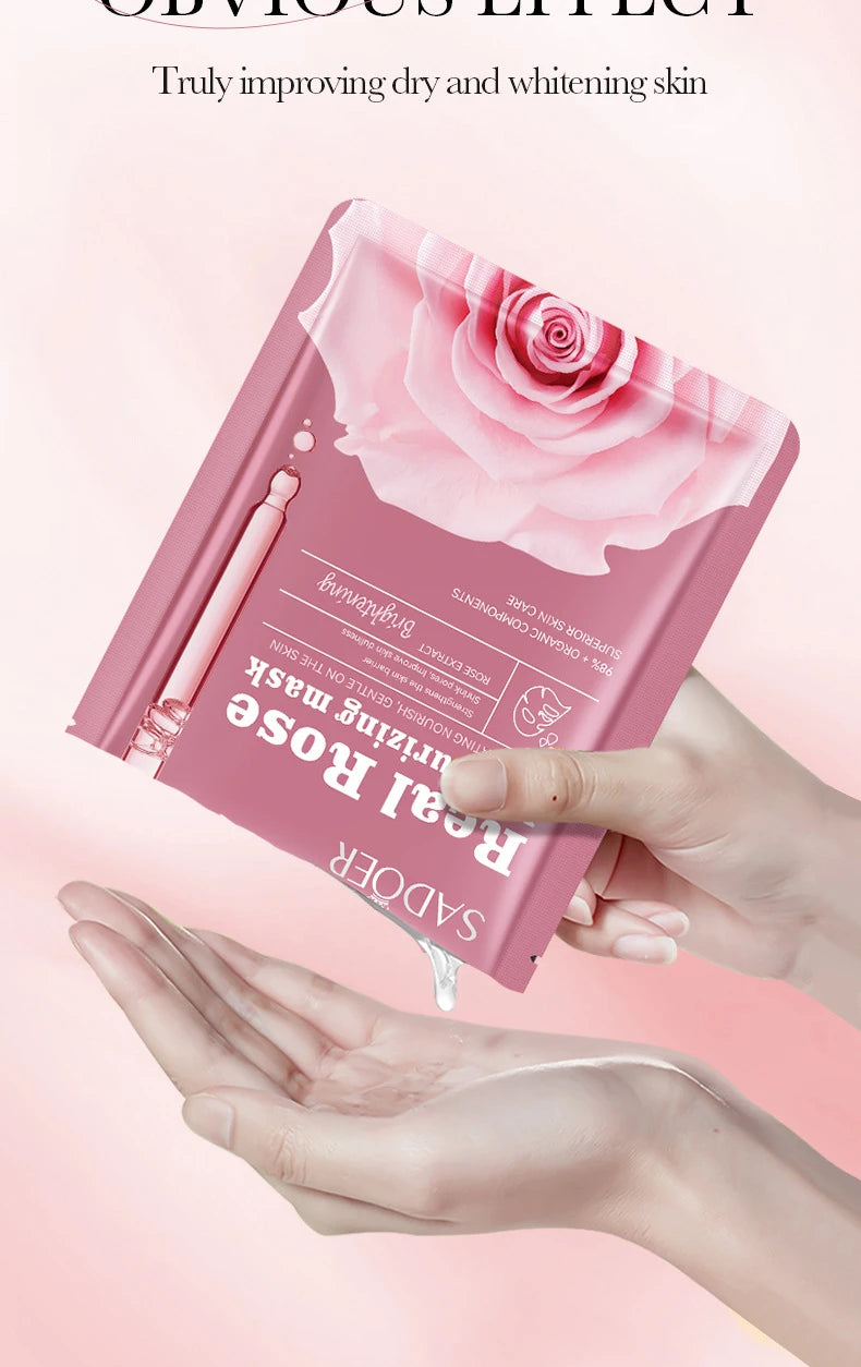 Lot 10pcs Masques Visage SADOER Fruits Floraux - Hydratant Raffermissant Camomille Myrtille Soin Peau Beauté