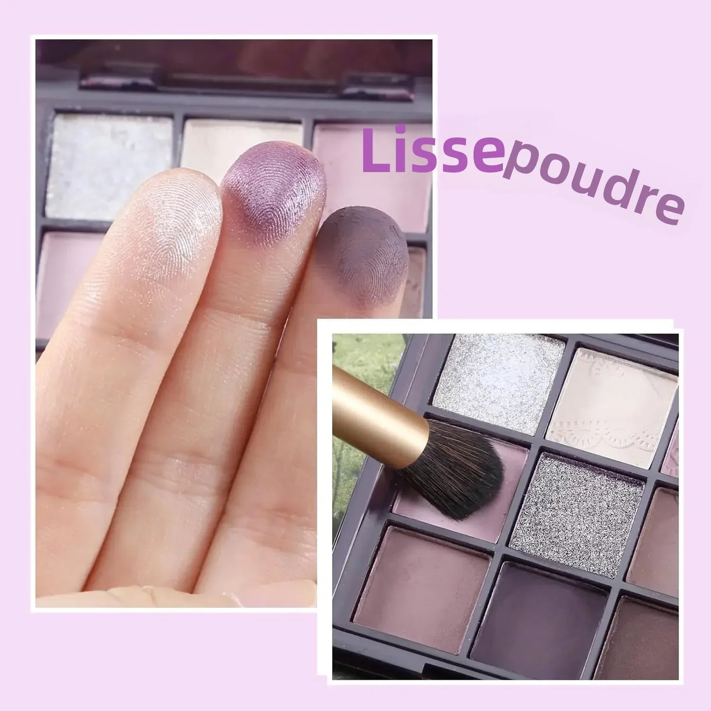 Palette Fard à Paupières Violet 9 Couleurs Haute Pigmentation Mat Shimmer Violet Marron Argent Neutrals Longue Tenue Smoky