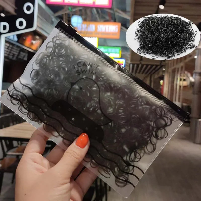 Élastiques Cheveux Noirs 1000pcs - Mini Élastiques Haute Élasticité Queue de Cheval Femme Fille