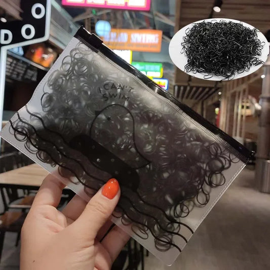 Élastiques Cheveux Noirs 1000pcs - Mini Élastiques Haute Élasticité Queue de Cheval Femme Fille