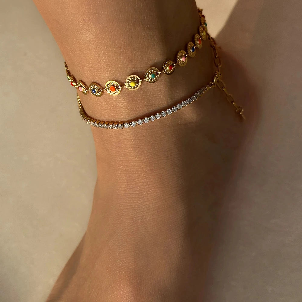 Chaîne Taille Fleur Pompon Or 18K - Belly Chain Acier Inoxydable Sexy Bikini Plage Été