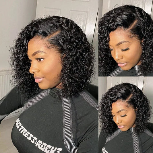 Mèches Cheveux Humains Kinky Curly Courtes avec Closure - Extensions Tissage 100% Naturels Remy
