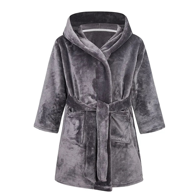 Peignoir Enfant Flanelle à Capuche - Robe de Chambre Douce Motif Cartoon - Automne Hiver 2-12 Ans