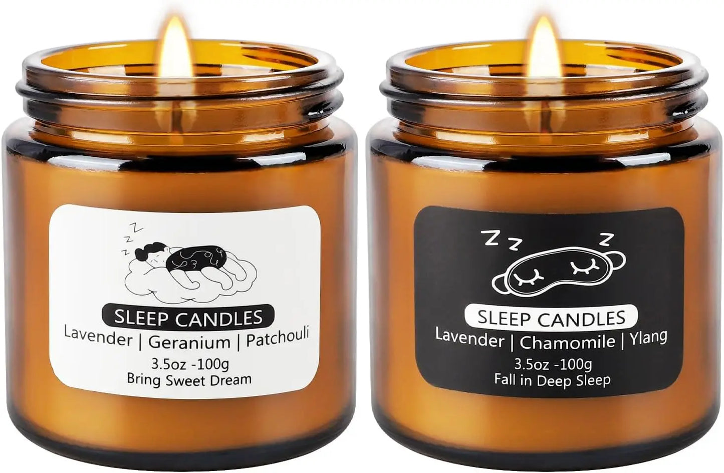 Bougies Parfumées Sommeil - Coffret Bougies Lavande & Camomille en Verre (Lot de 2)