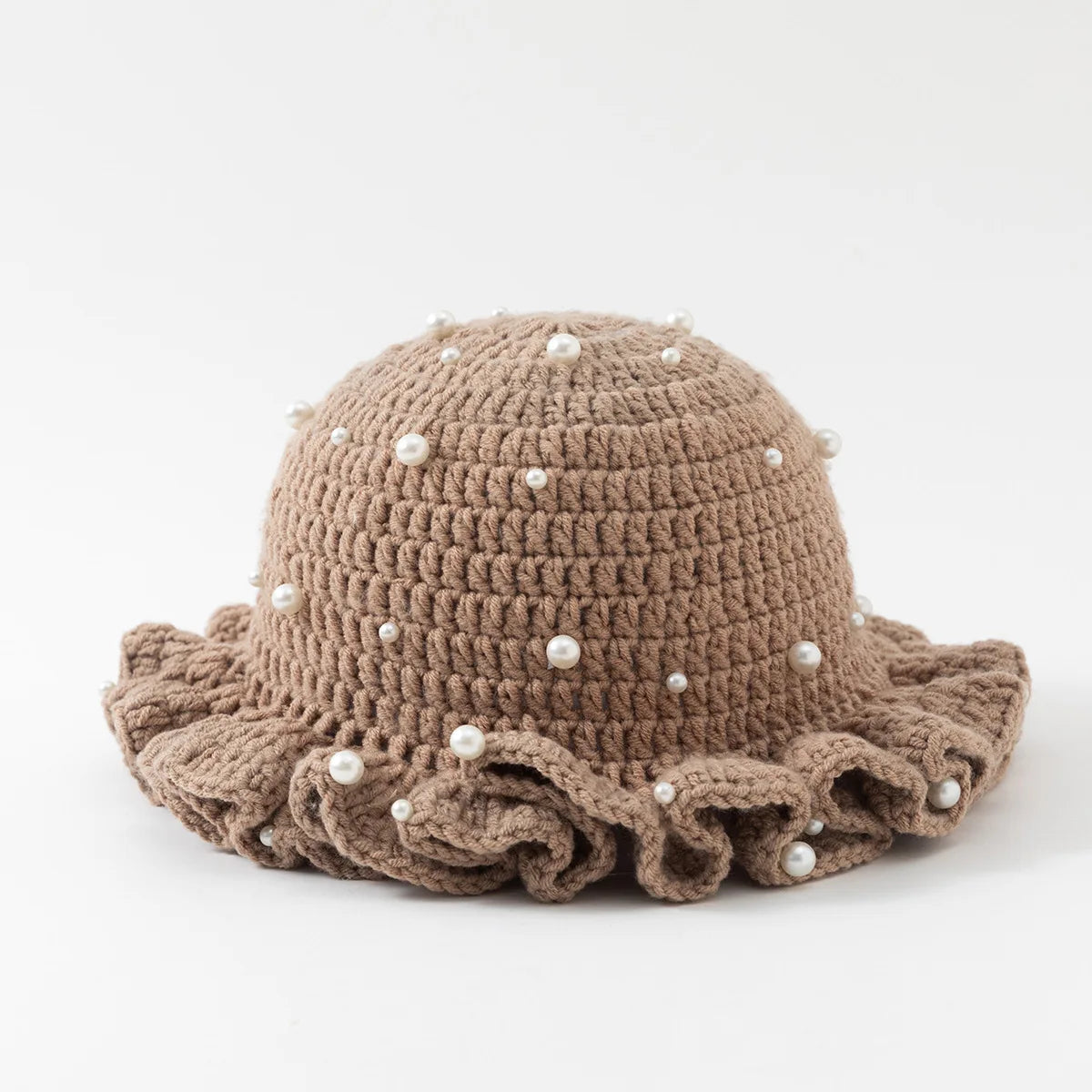Chapeau Bob Crochet Fait Main Femme - Bonnet Pêcheur à Volants Bordure Plissée pour Automne Hiver