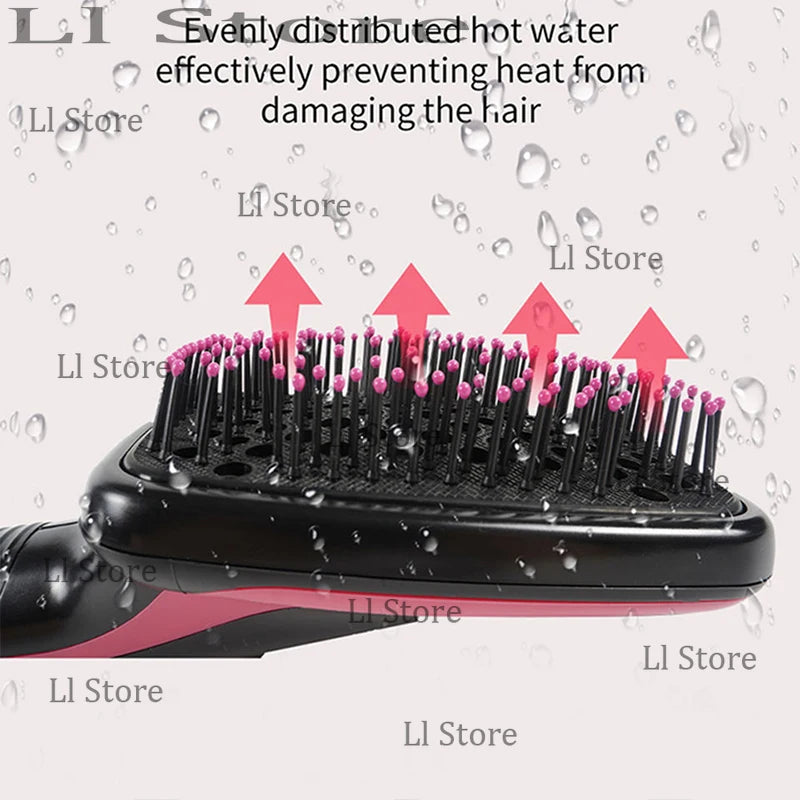 Brosse Sèche-Cheveux Ionique 1 Étape - Lisseur Boucleur Chaud Air Humide Sec Multifonction Coiffage