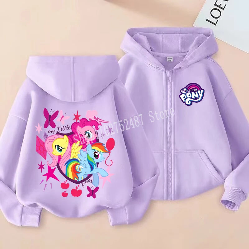 Gilet à Capuche Licorne My Little Pony - Veste Zippée Fille Printemps Automne